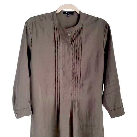 Madewell Women's Olive Green Pleated Shirt Dress Sz. L NWOT - Picture 3 of 6
